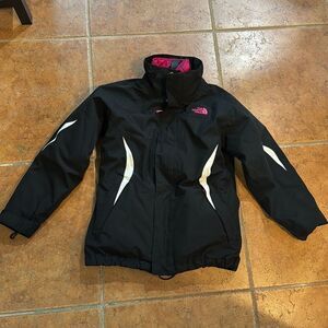 The North Face Kids Raincoat - Black with Pink and White Accents